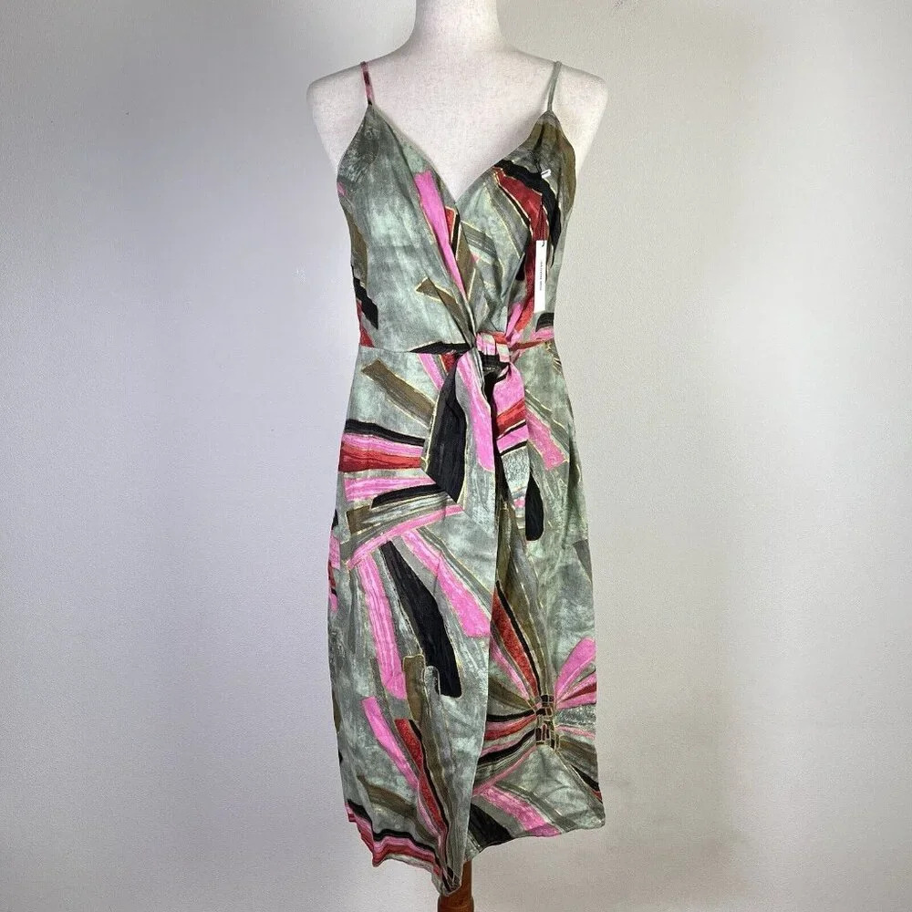 Jason Wu NWT Mini Sheath Dress Linen Blend Green Pink Tropical MSRP $425